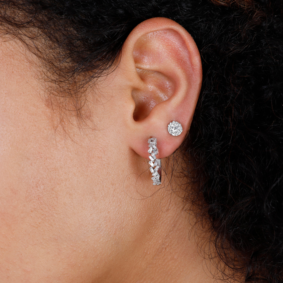 Crystal Cut Diamond Hoops 