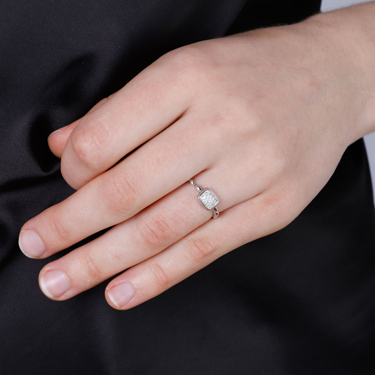 Pave Diamond Cushion Ring