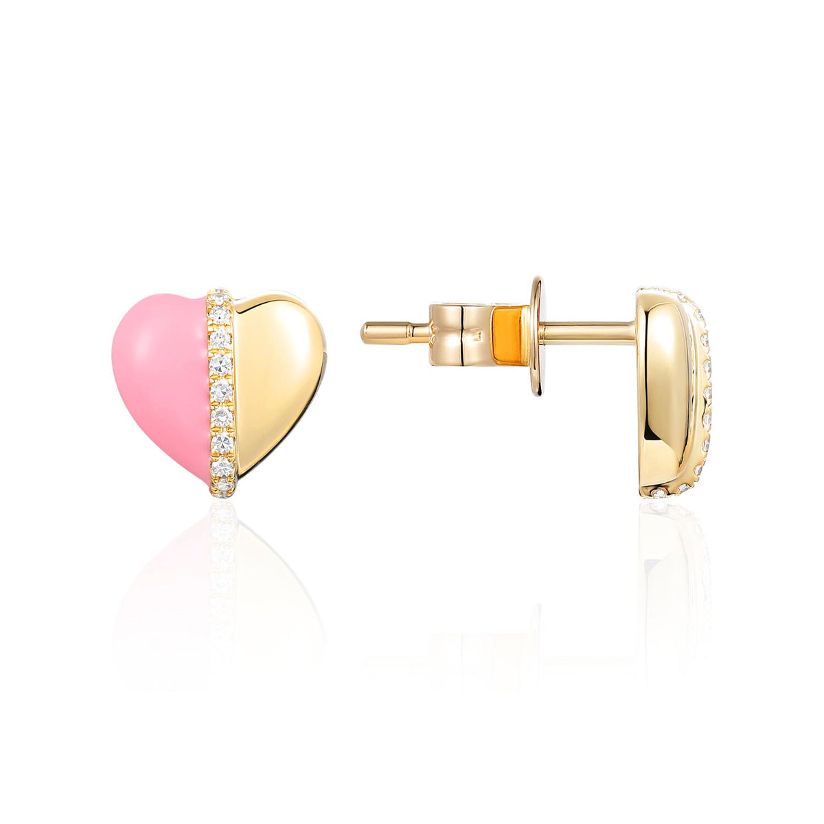 Sleek Heart Enamel Studs