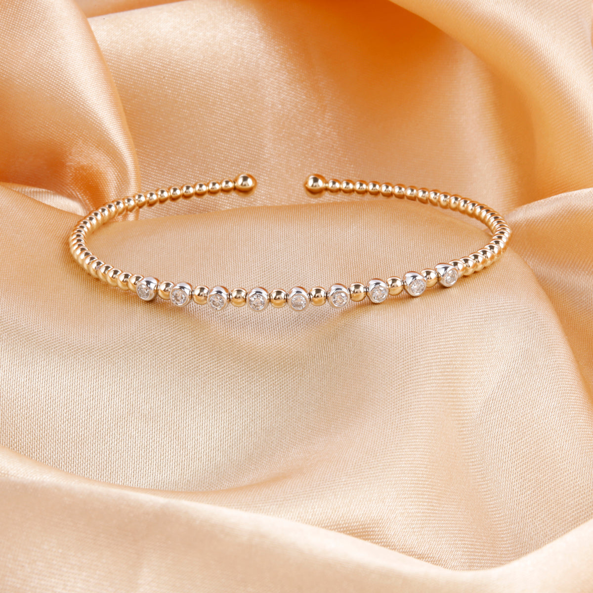 Split Beaded Diamond Bangle