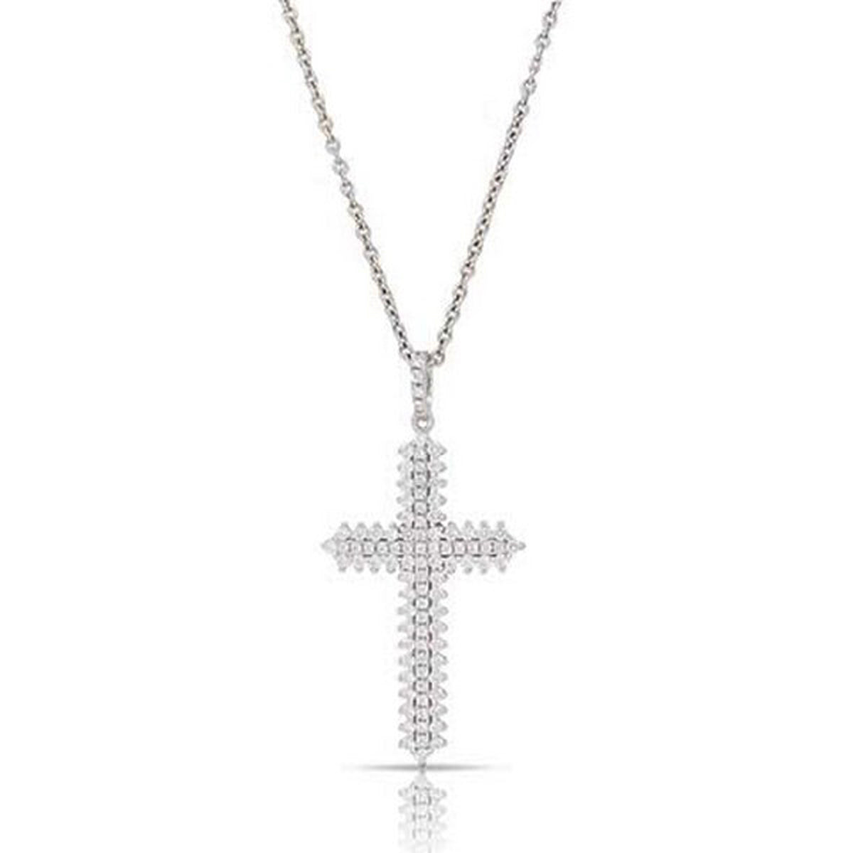 Beaded Cross Necklace has an array of diamonds along with its beaded design making it stand out. 