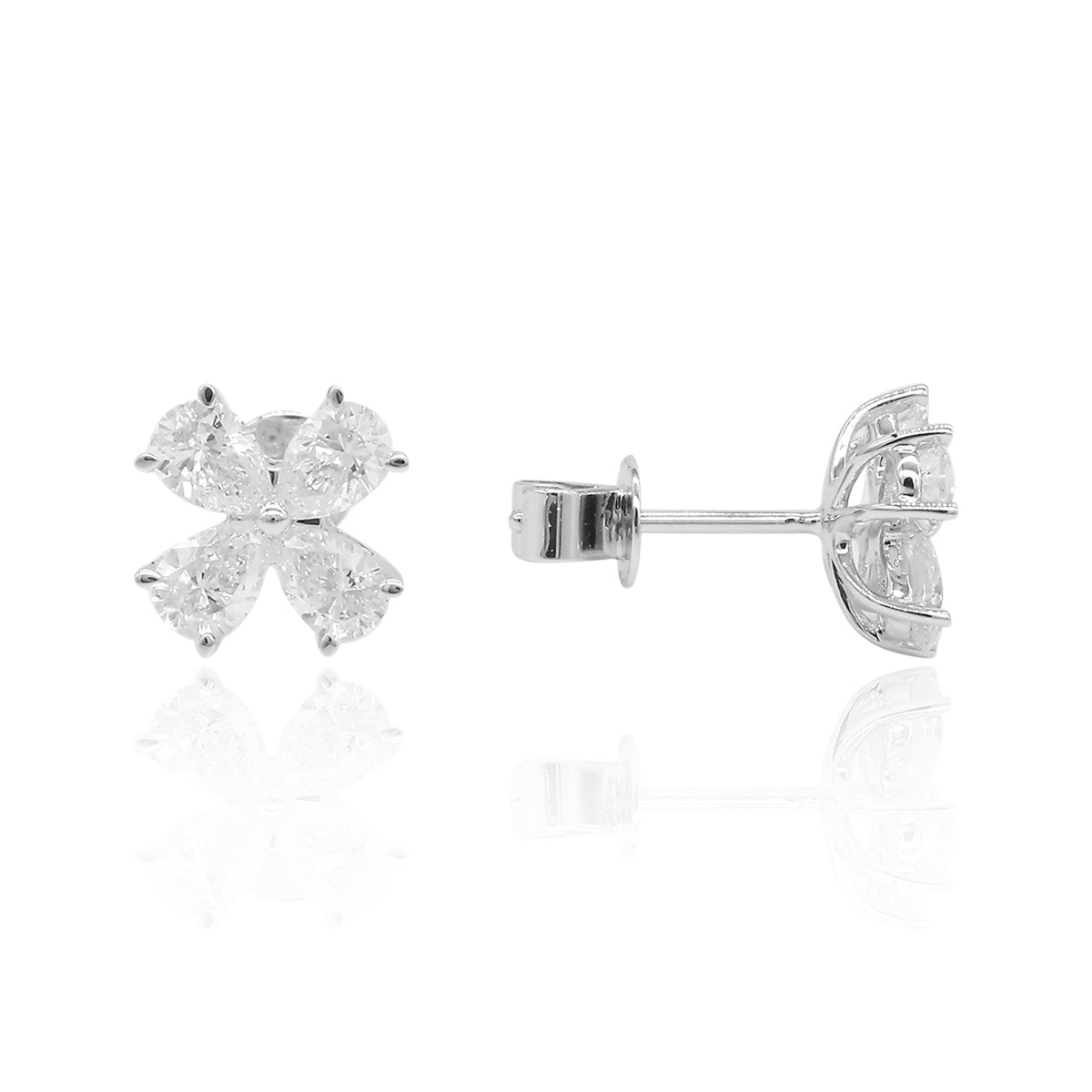 Flower Pear Shaped Studs