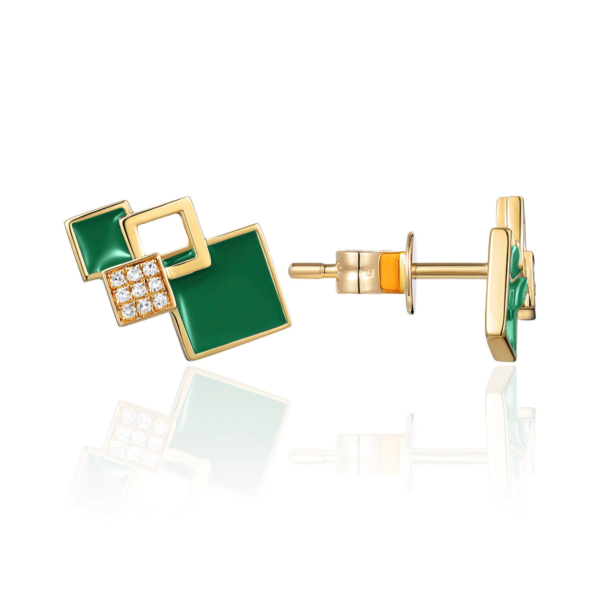 Minimalist enamel square shape, meticulously crafted with clean lines and a contemporary aesthetic. 