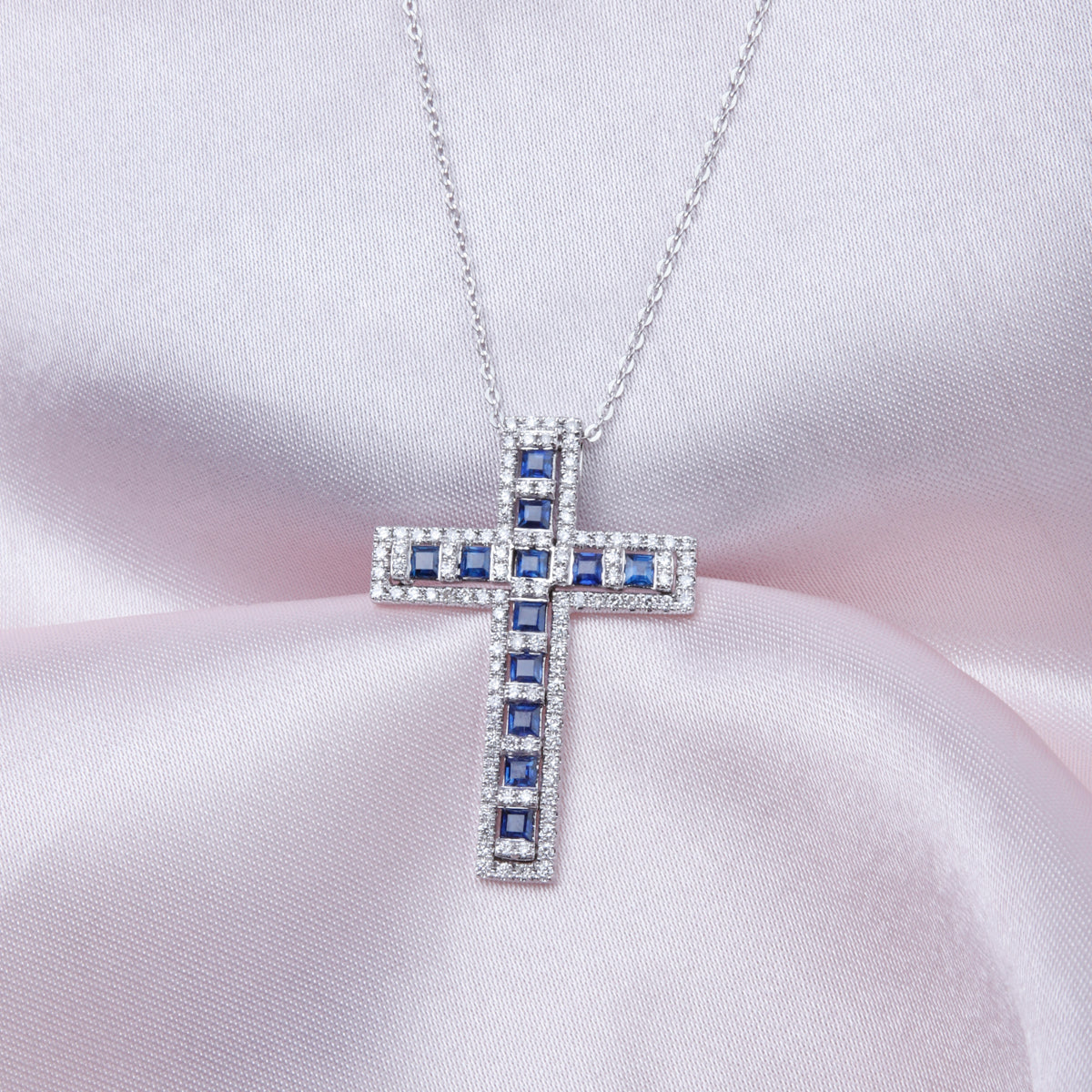 Art Deco Jewelry with our Precious Cross Necklace. Elevate your style with precious stones. 