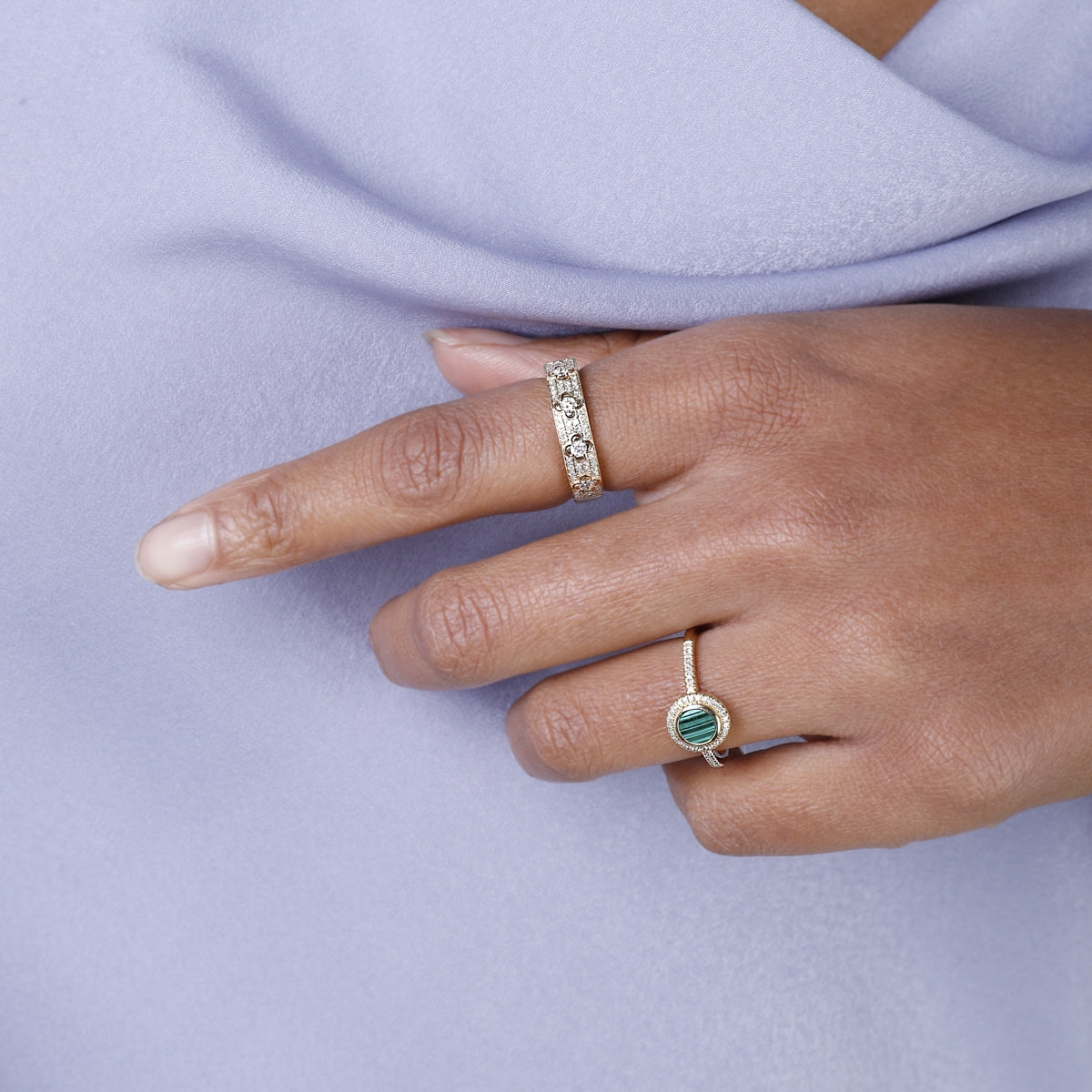Clover Pave Ring features a delicate four-leaf clover dome design adorned with a paves diamonds