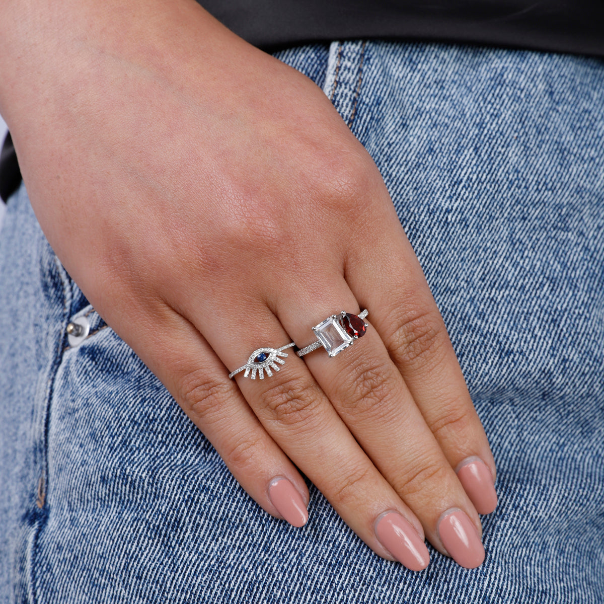 Moi et Toi Emerald Cut & Pear Shape Ring