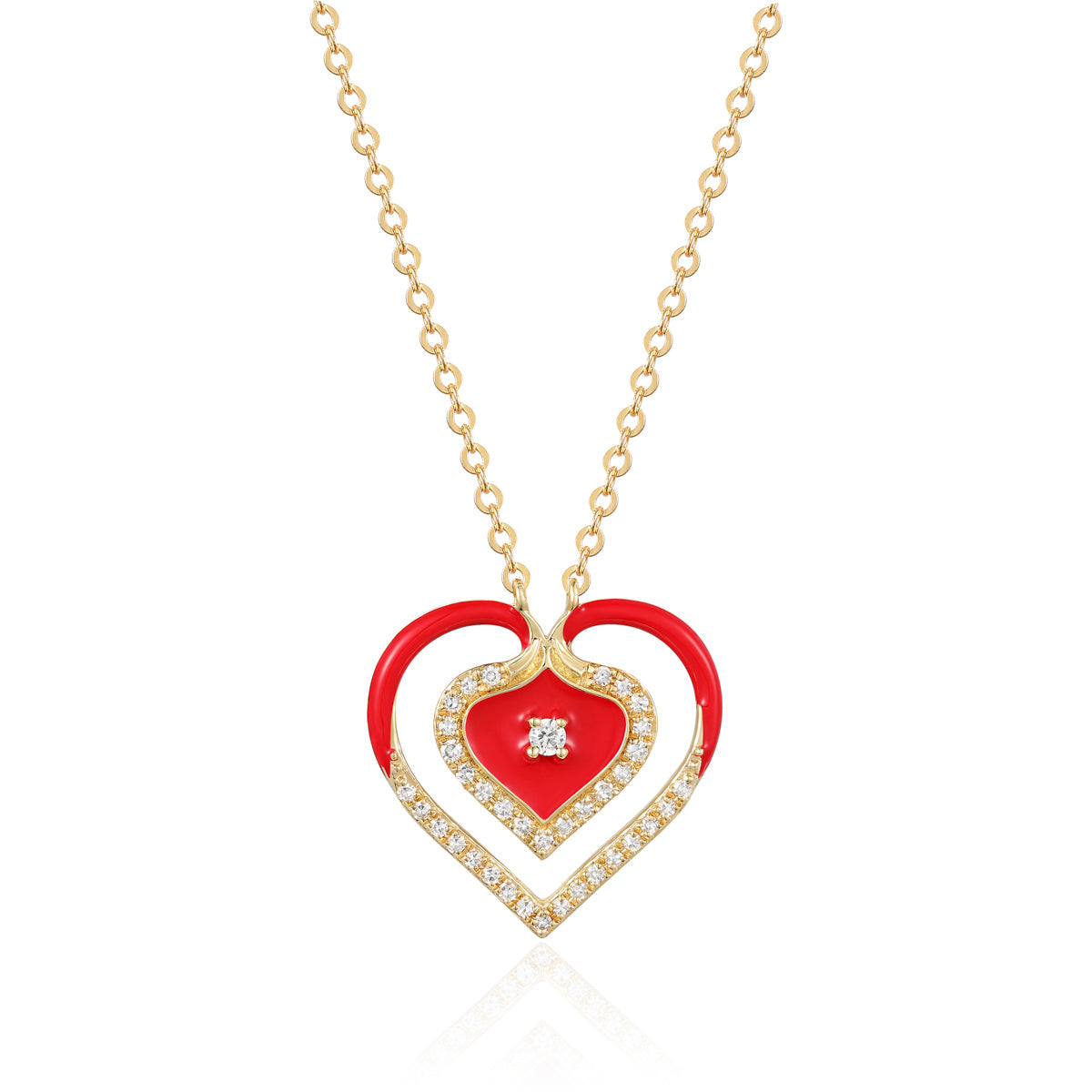 Enamel Double Heart Necklace