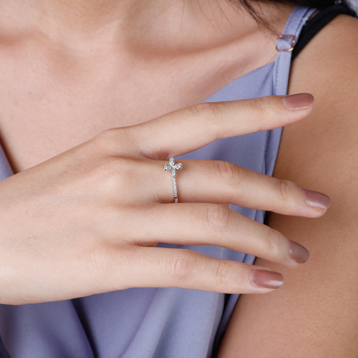 Floral Pave Diamond Ring