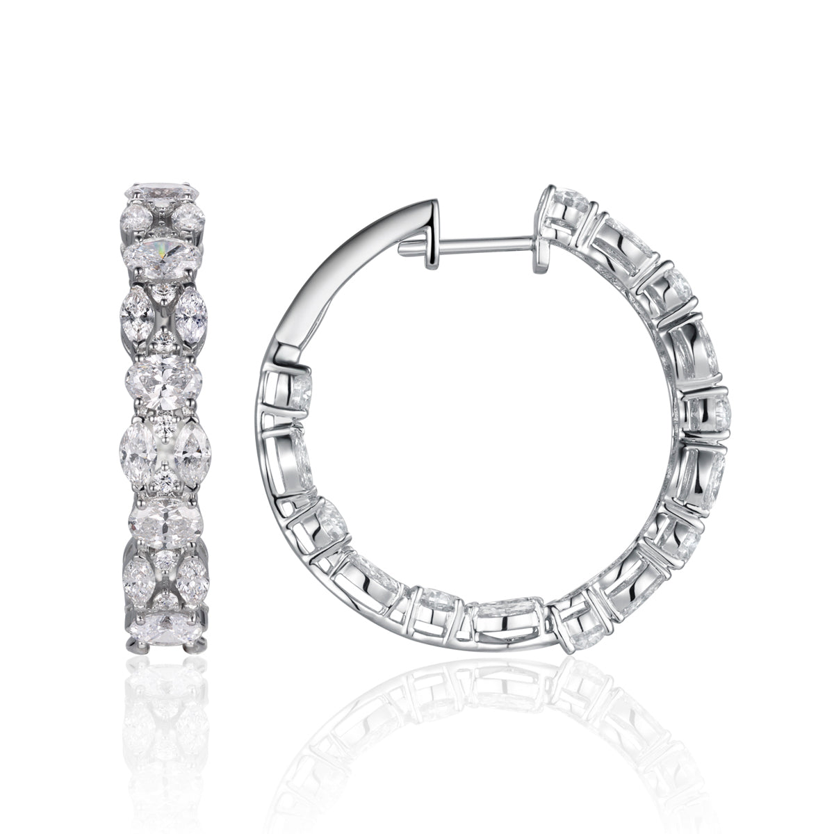 Elegant Diamond Cluster Hoops