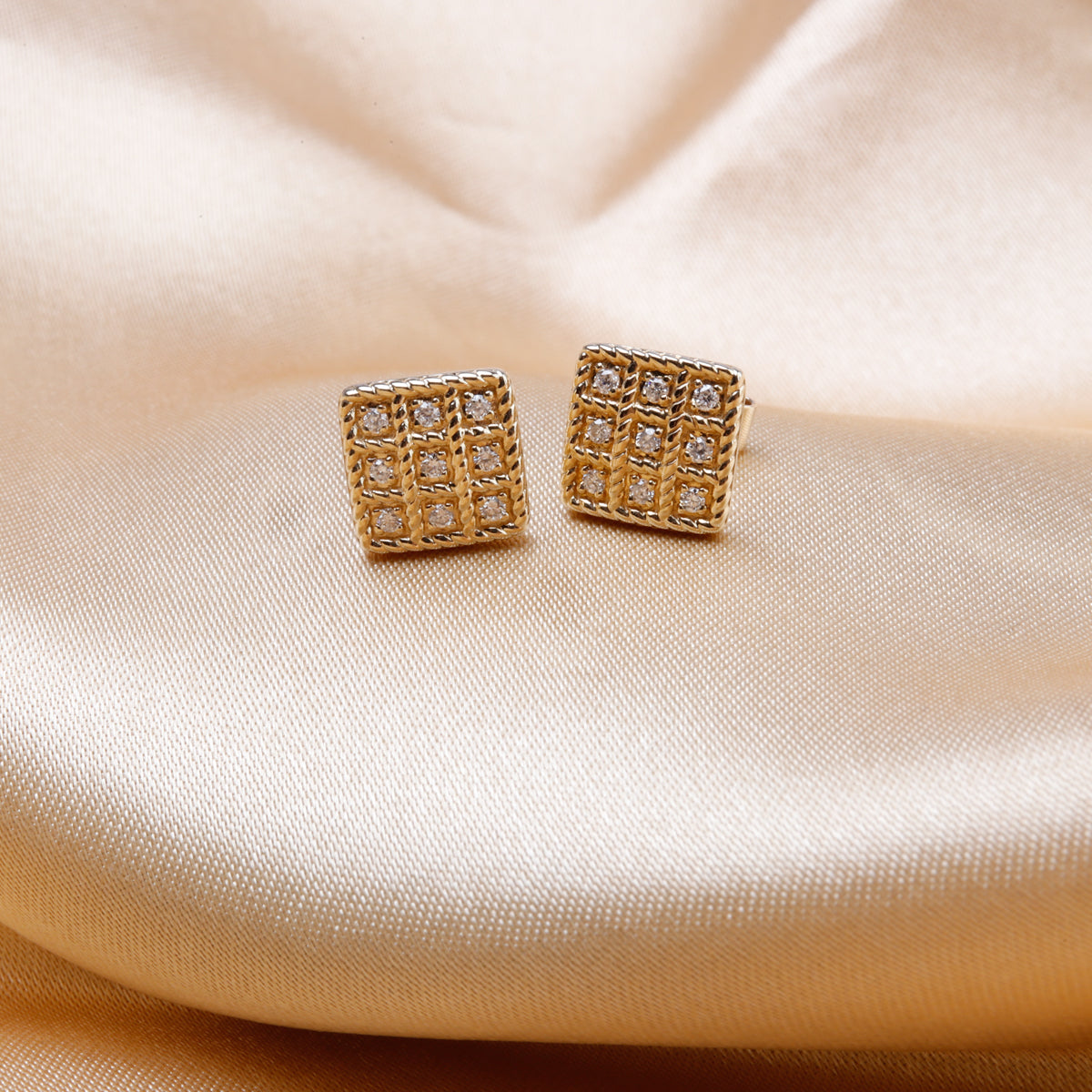 Waffle Diamond Studs