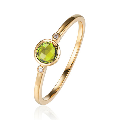 Mini Bezel Round Gem Ring 