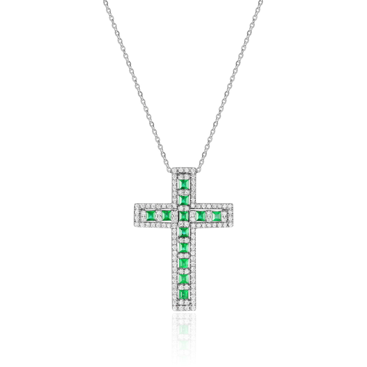 Art Deco Jewelry with our Precious Cross Necklace. Elevate your style with precious stones. 