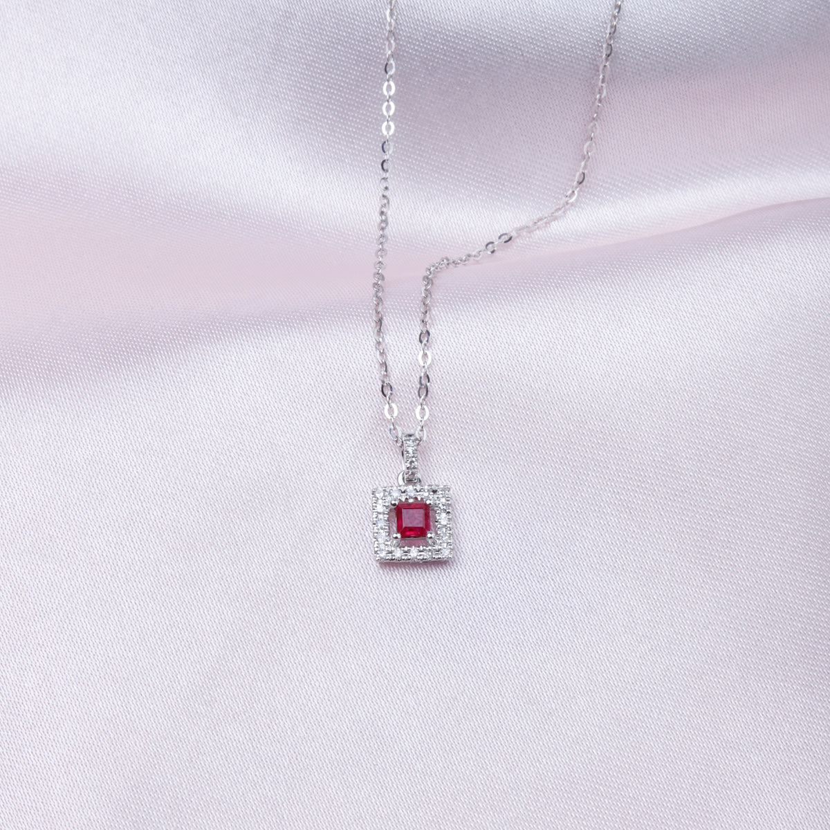 Square Open Halo Necklace