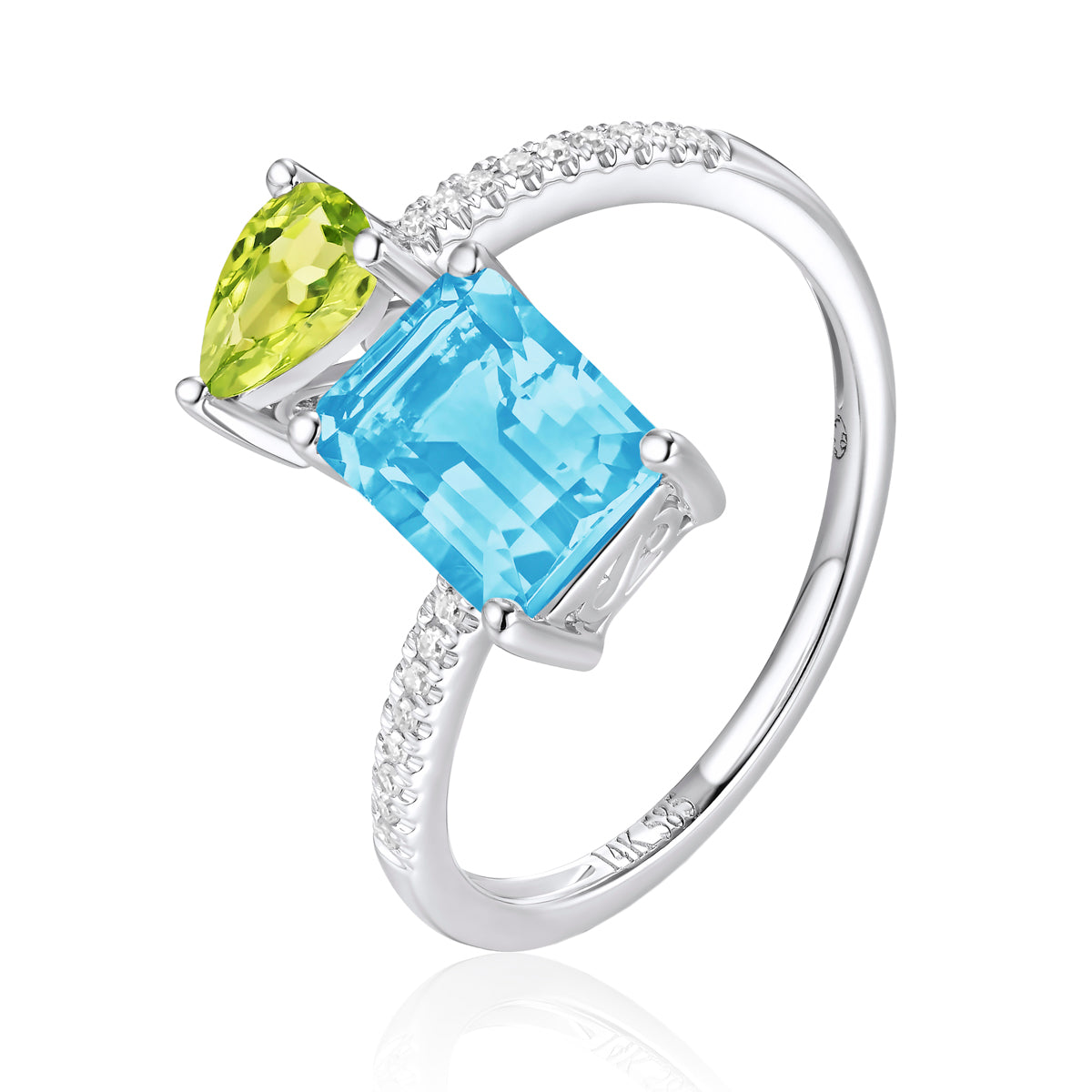 Emerald Cut & Pear Shape Mariposa Ring