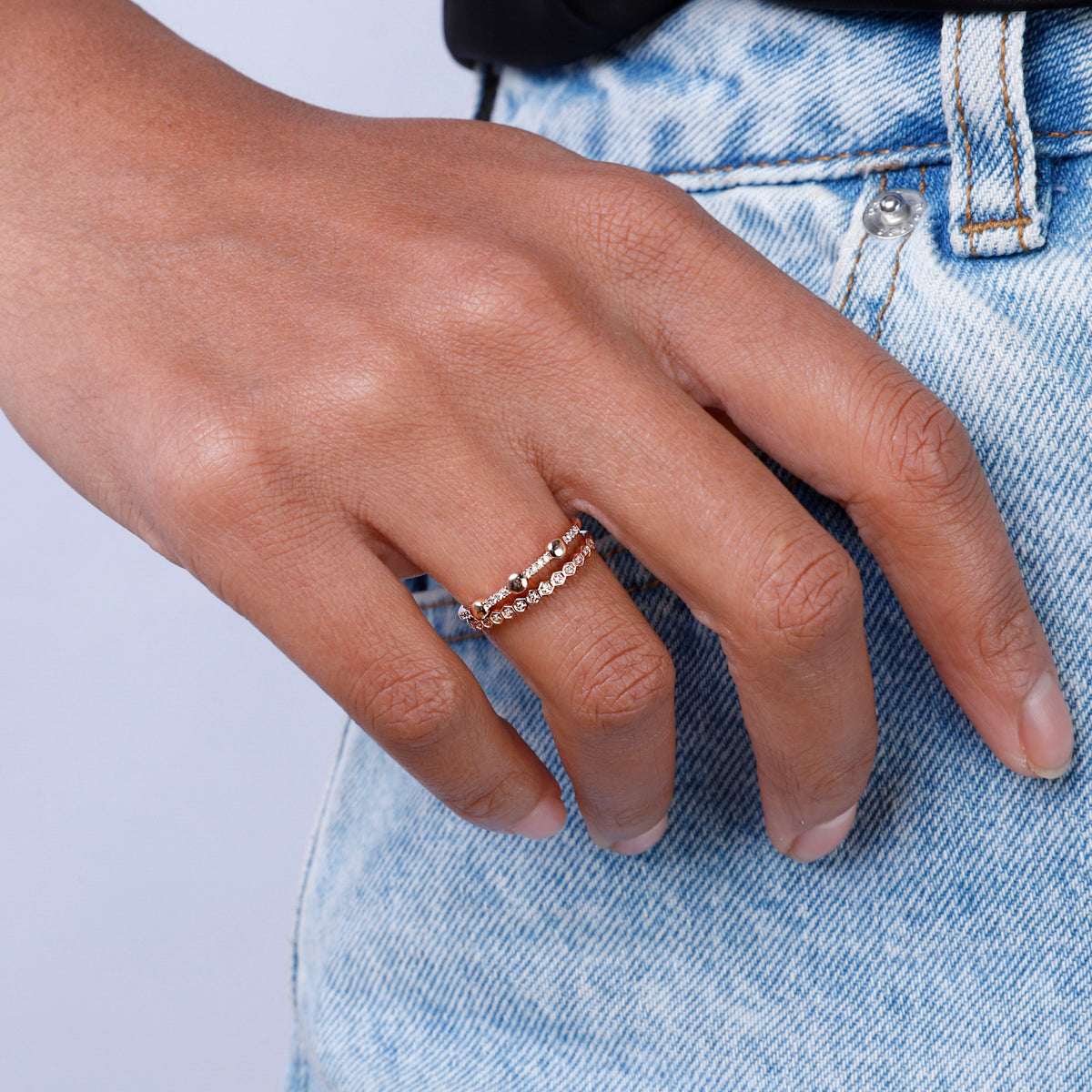 Mini Double Diamond Bar Ring