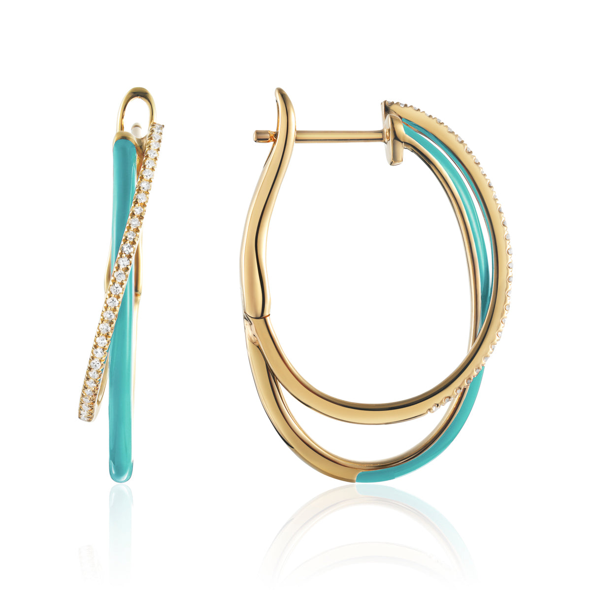 Double Hoops Enamel Earrings