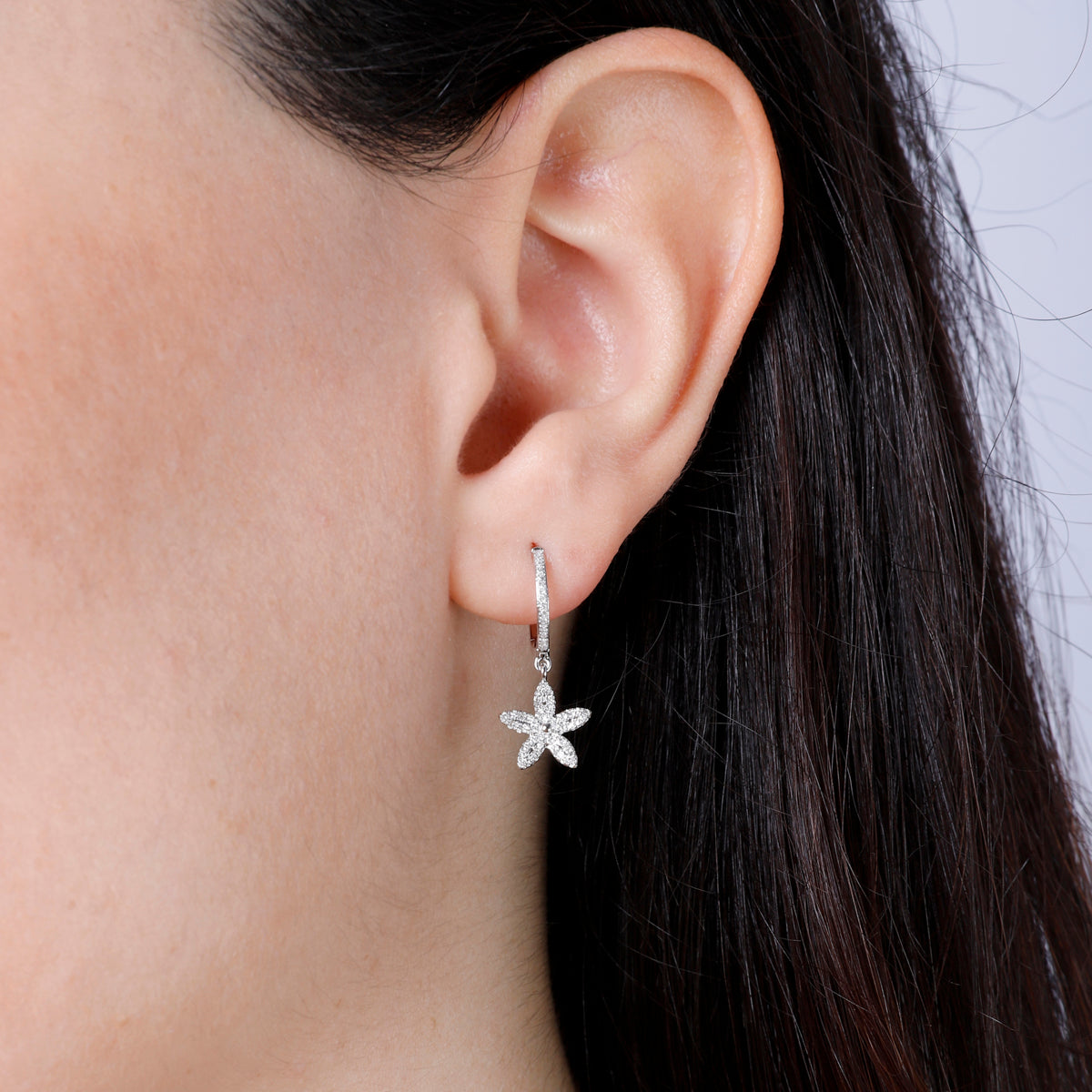 Flower Drop Diamond Earrings