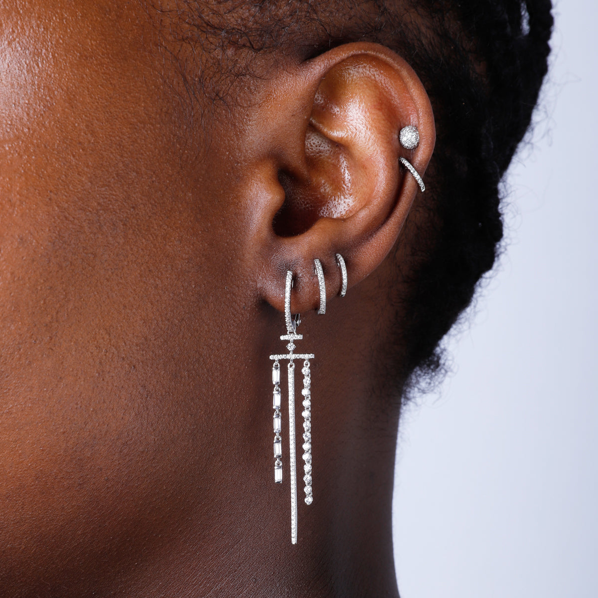 Three Row Drop Earrings