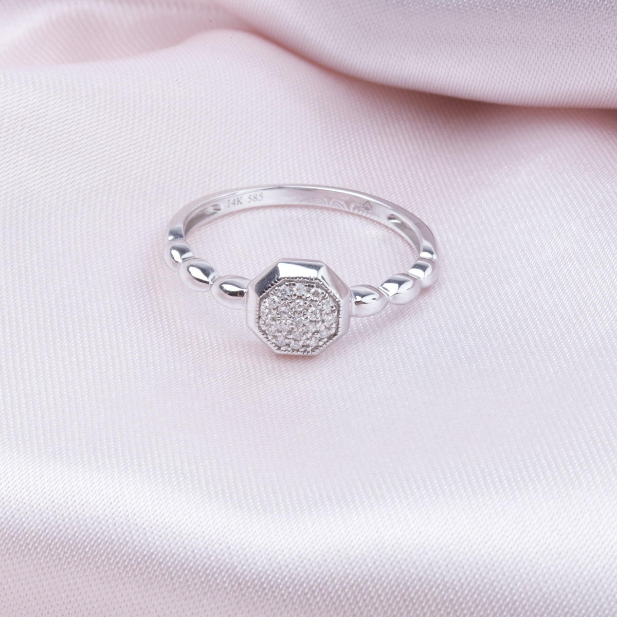 Dainty Diamond Hexagon Ring