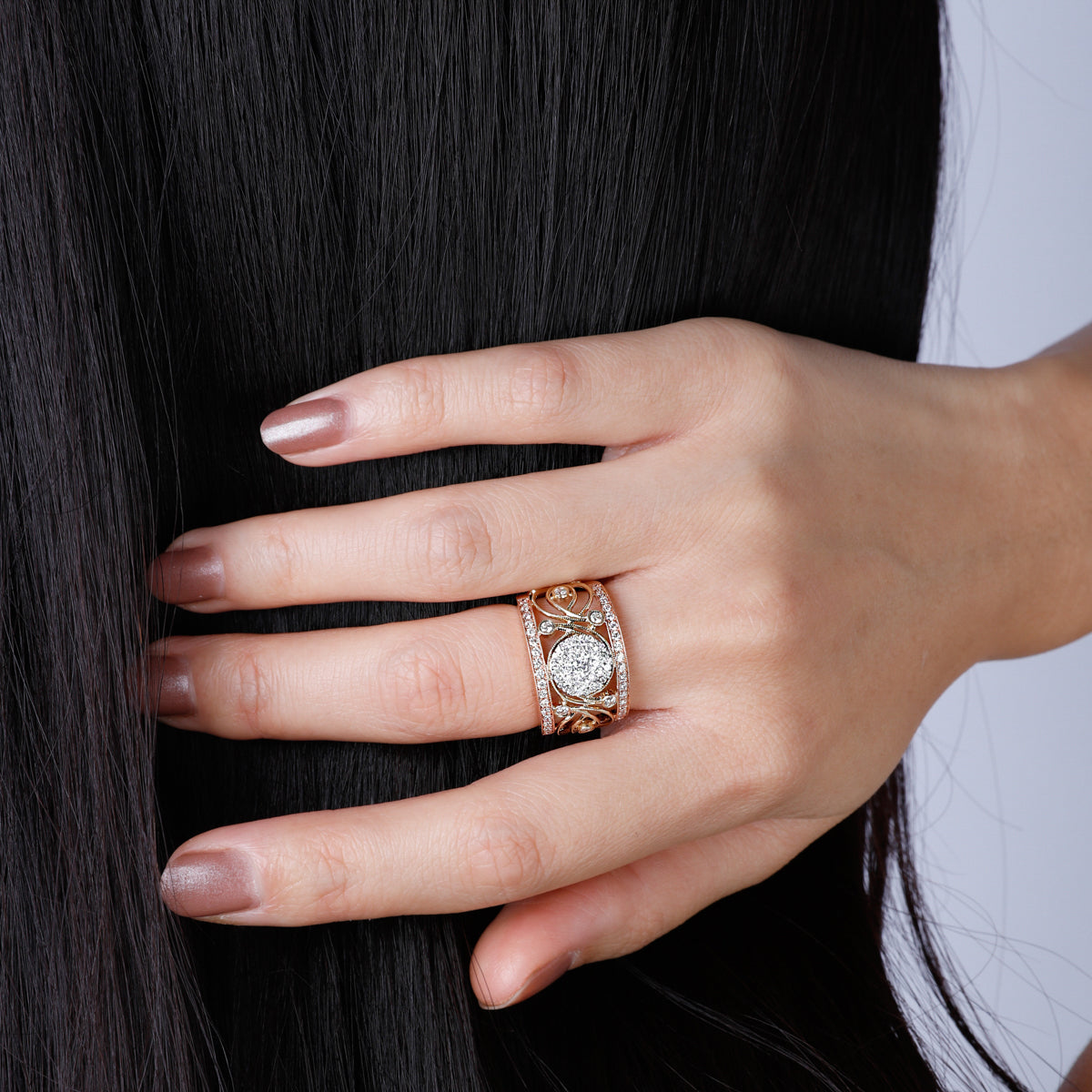 Vintage Wide Diamond Ring