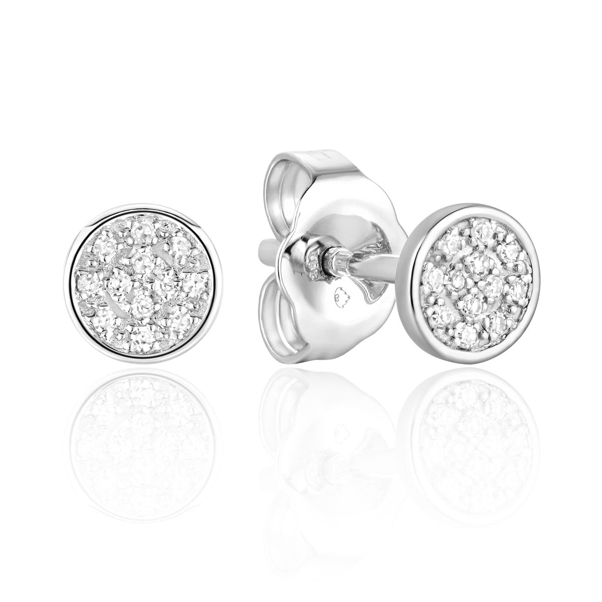Simple & classic circle stud that exude elegance. Encrusted with pave diamonds, perfect for everyday