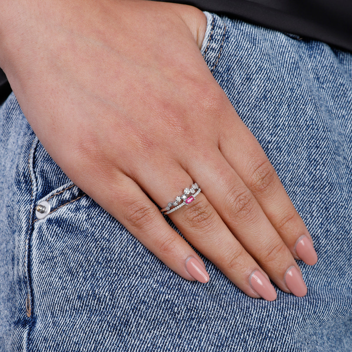 Freeform Cosmic Crescent Ring