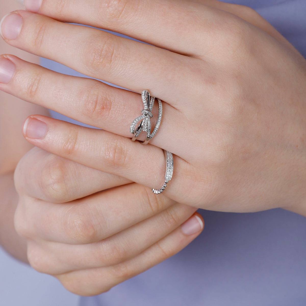 Charming Bow Diamond Ring
