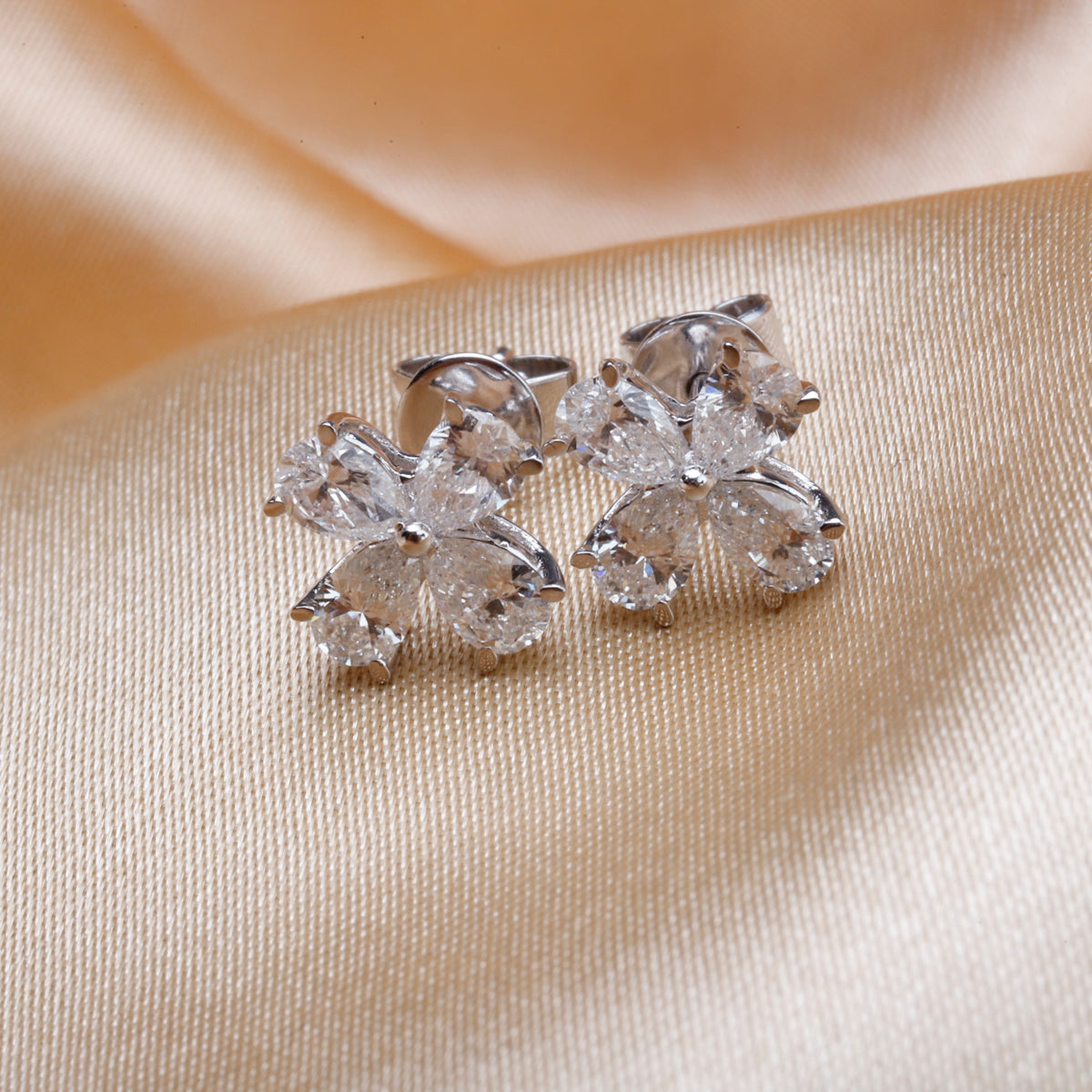 Flower Pear Shaped Studs