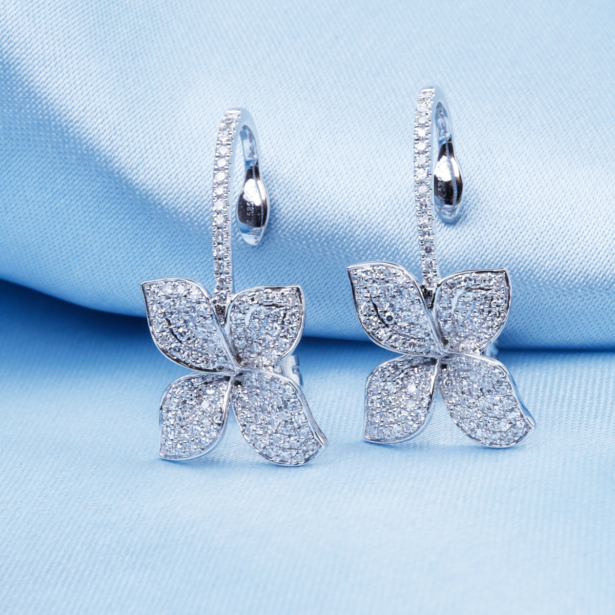 Floral Drop Diamond Earrings