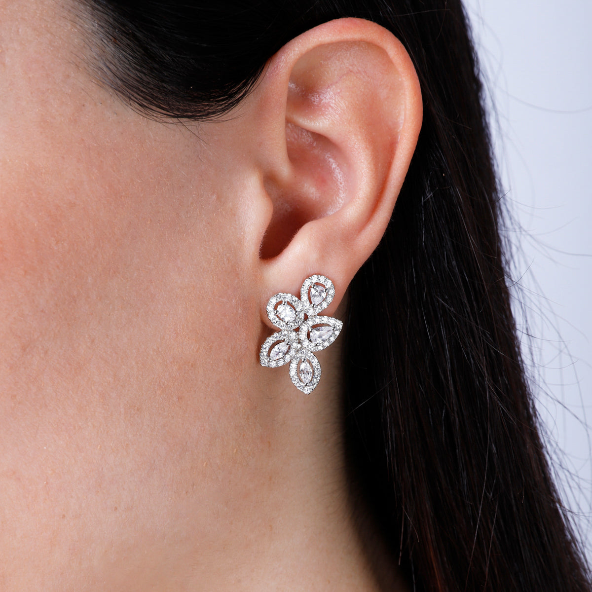 Tear Drop Halo Drop Earrings