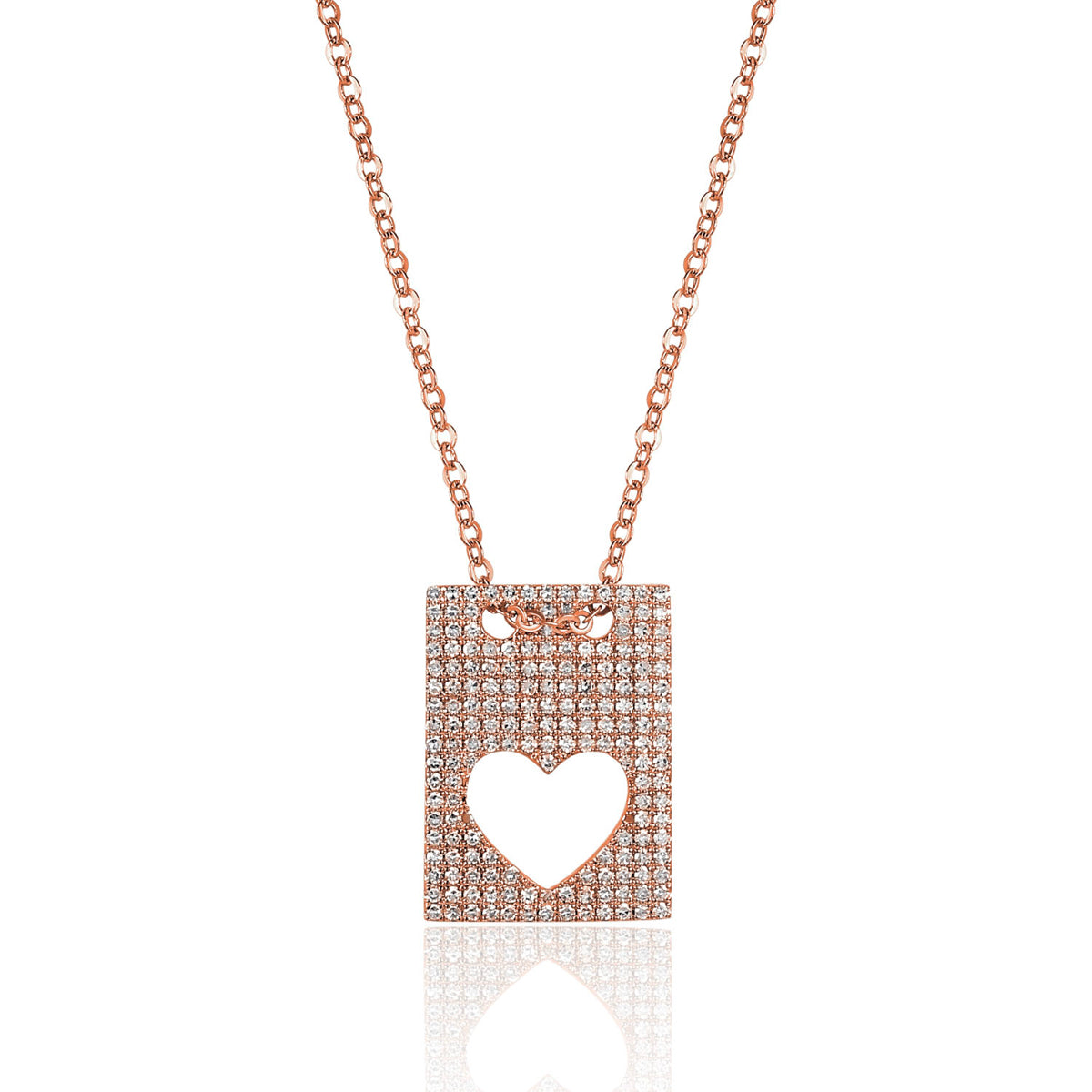 Pave Heart Tag Necklace