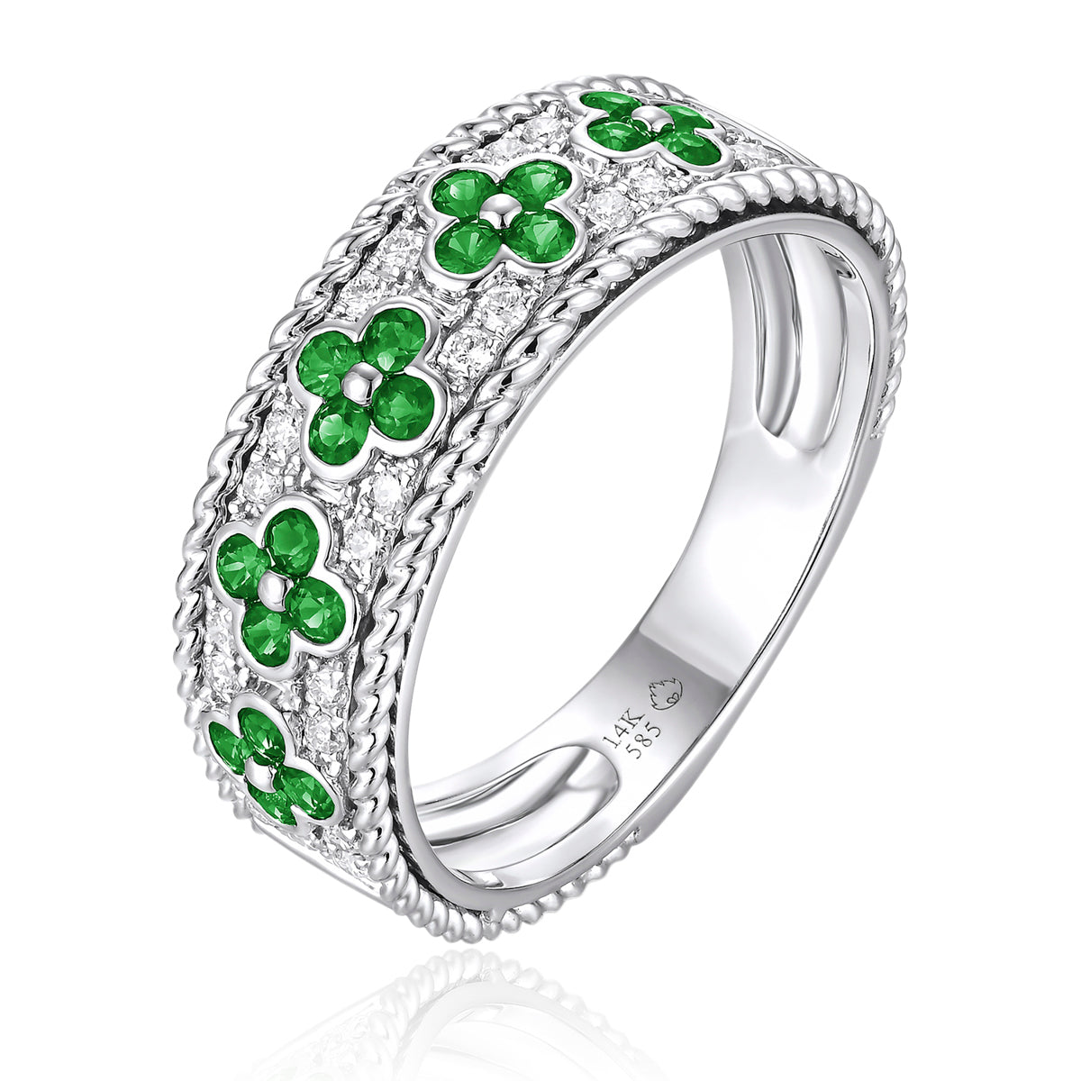 Braided Halo Clover Ring