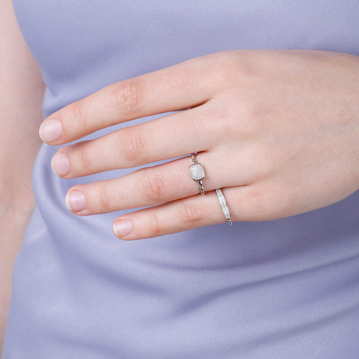 Pave Diamond Cushion Ring