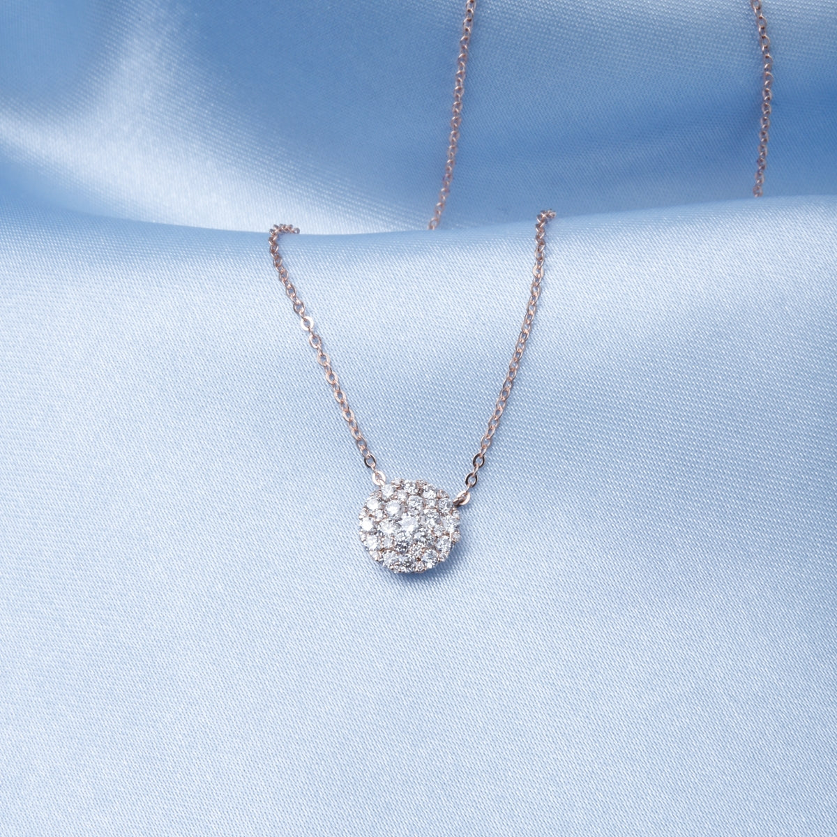 Diamond Cluster Round Necklace