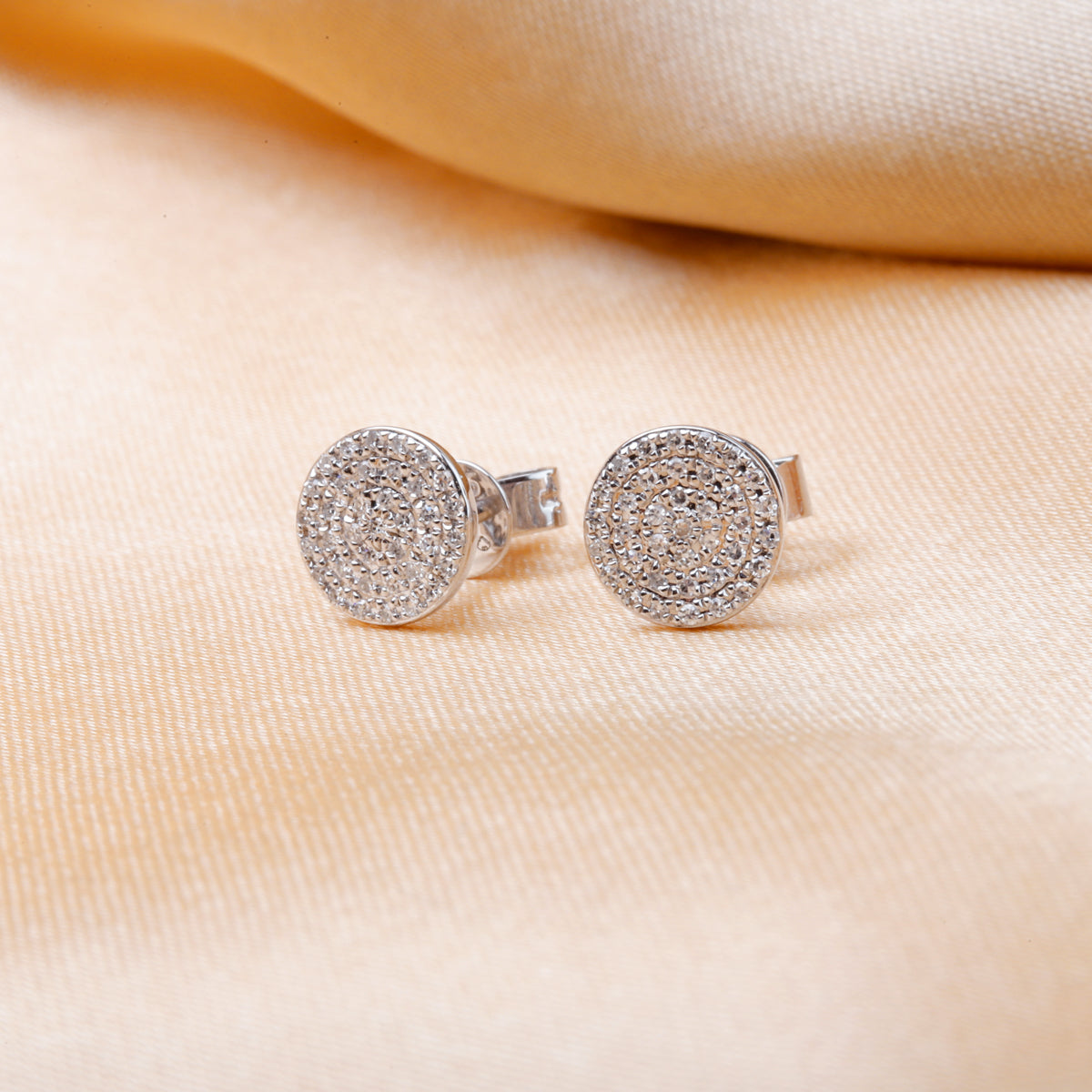 Round Pave Stud Earrings