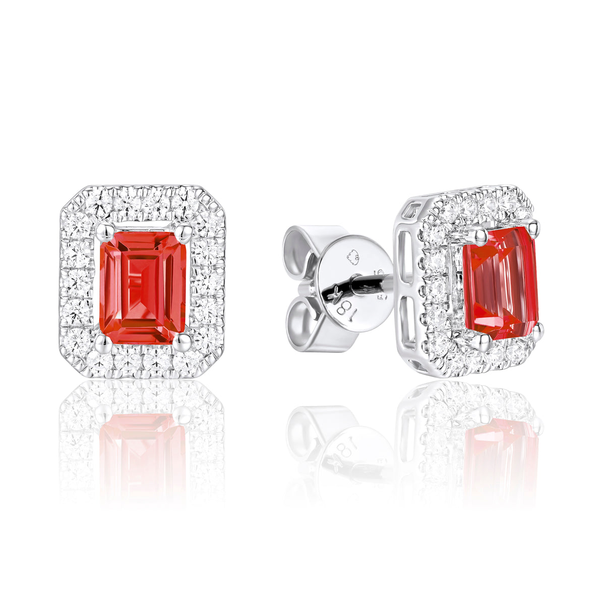 Emerald Cut Halo Studs