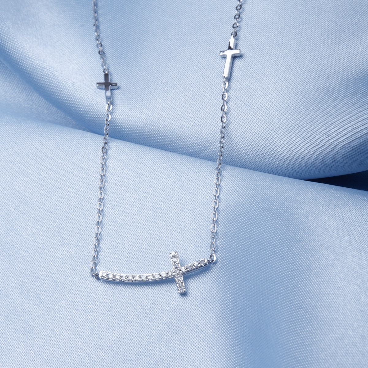 Side Cross Diamond Necklace