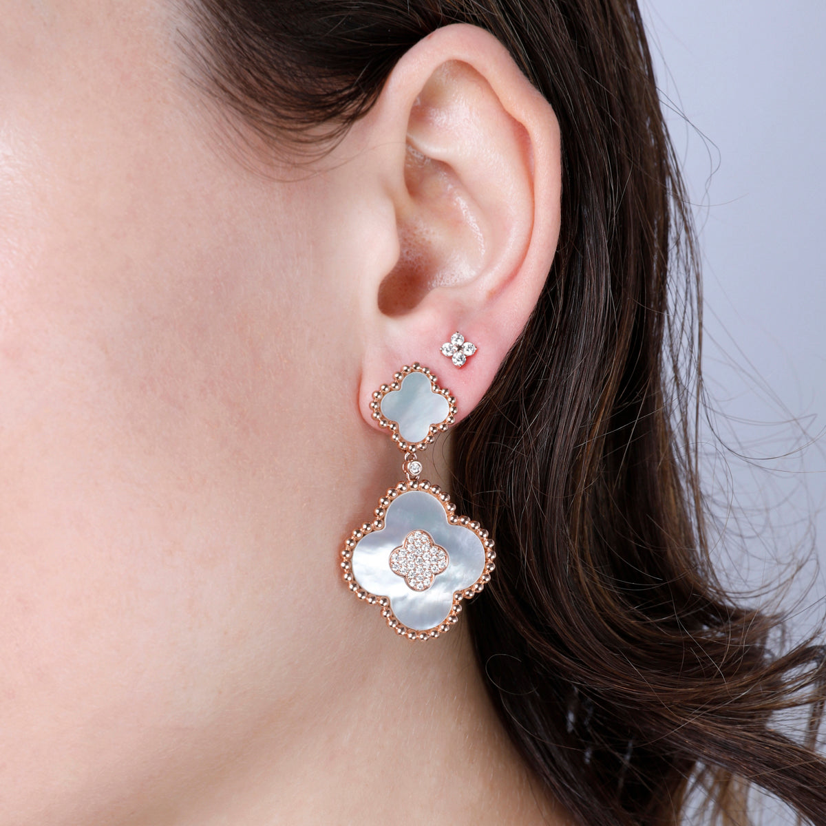 Double Clover Drop Earrings