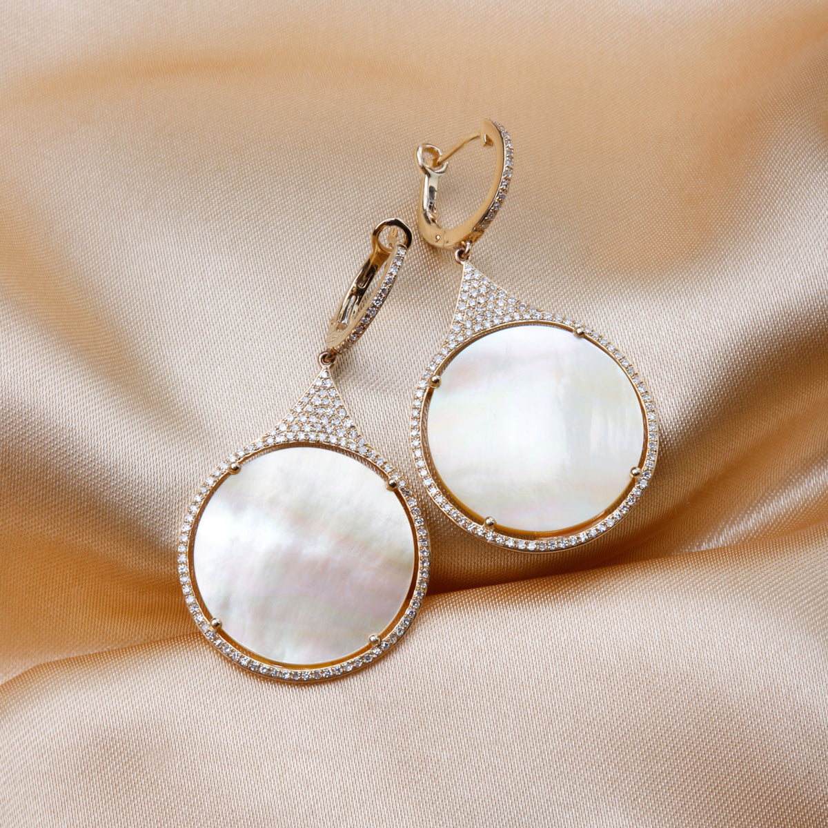 Round Halo Drop Earrings