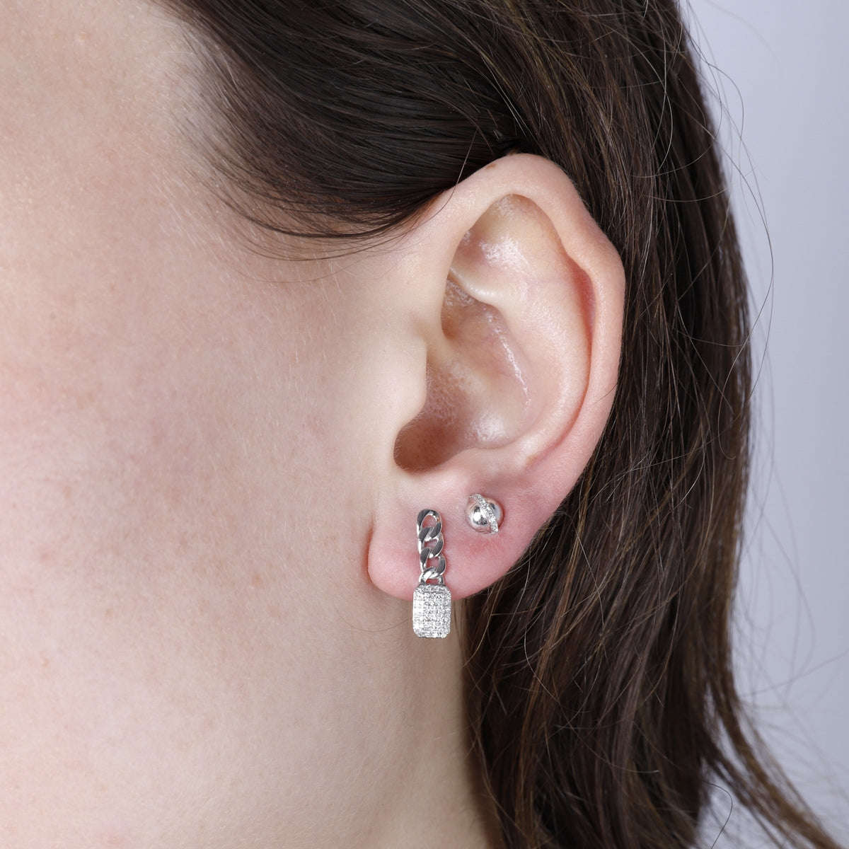 Pave Rectangle Drop Earrings