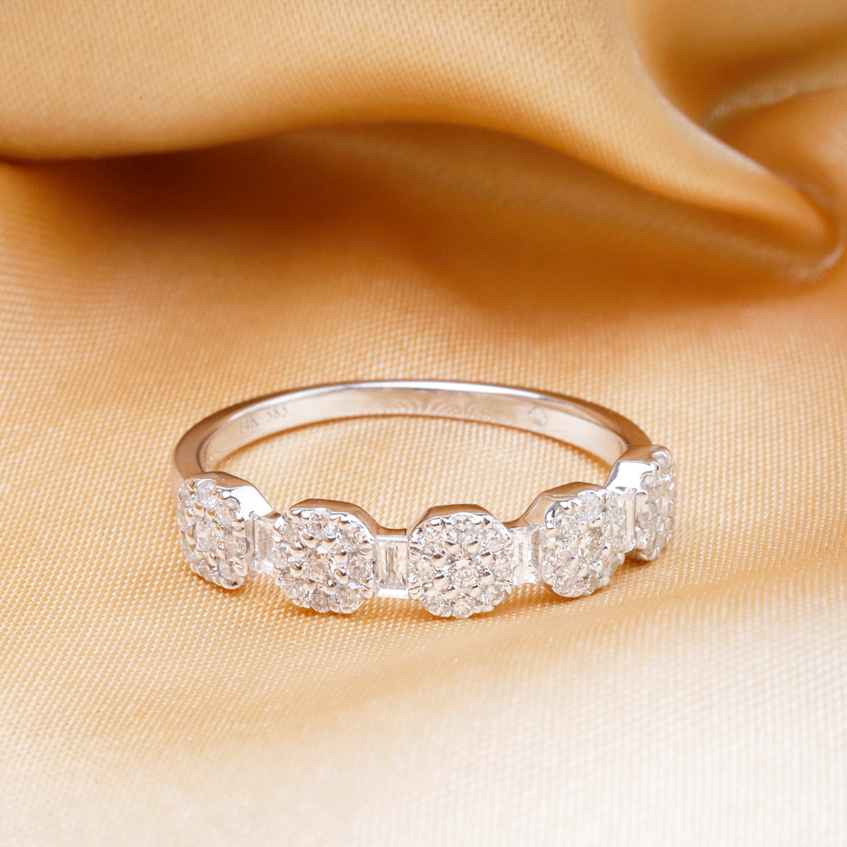 Diamond Half Eternity Square Ring