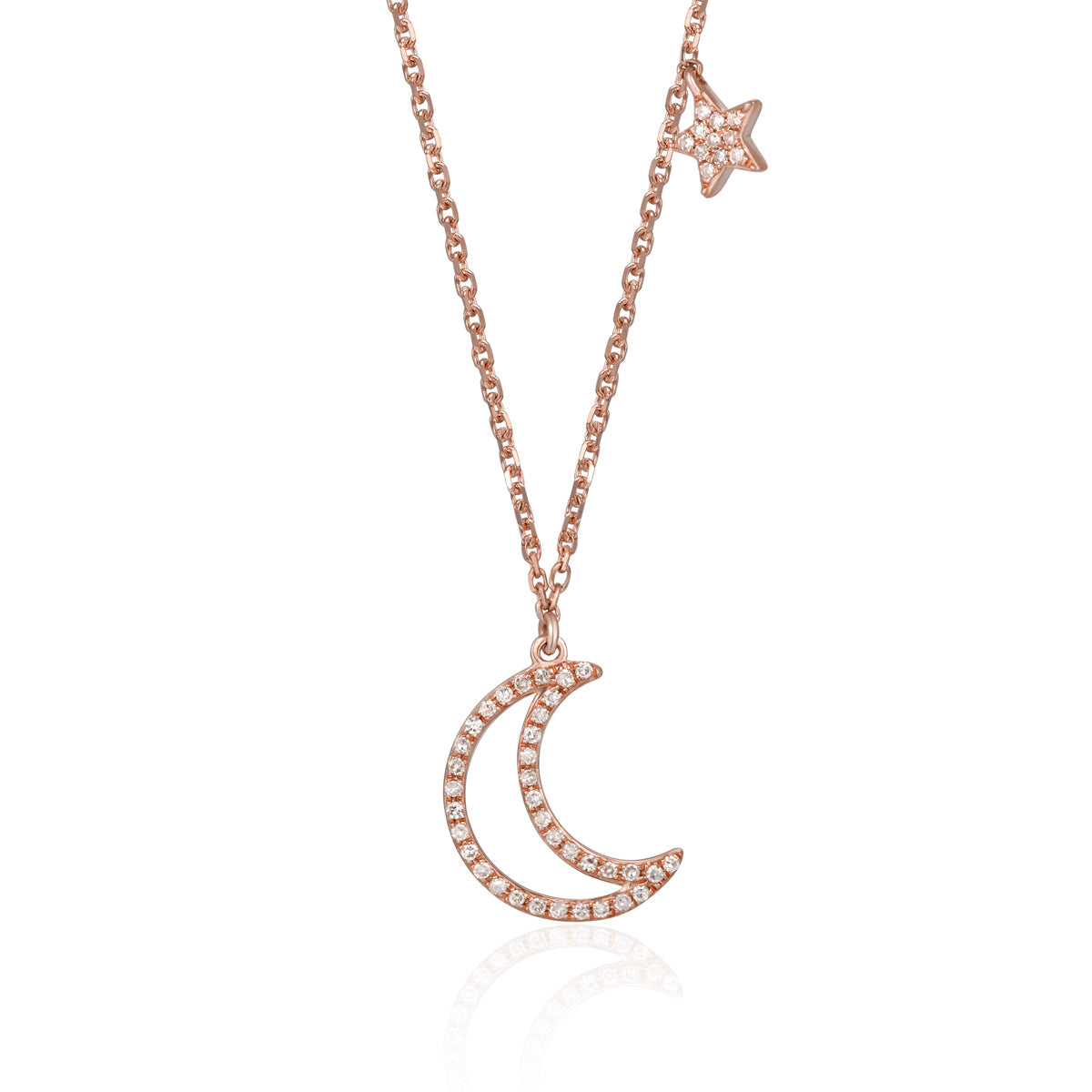 Crescent and Star Diamond Necklace