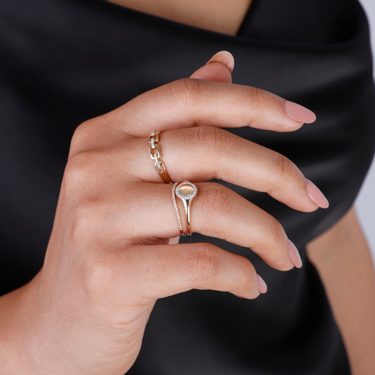 Studded Round Signet Ring