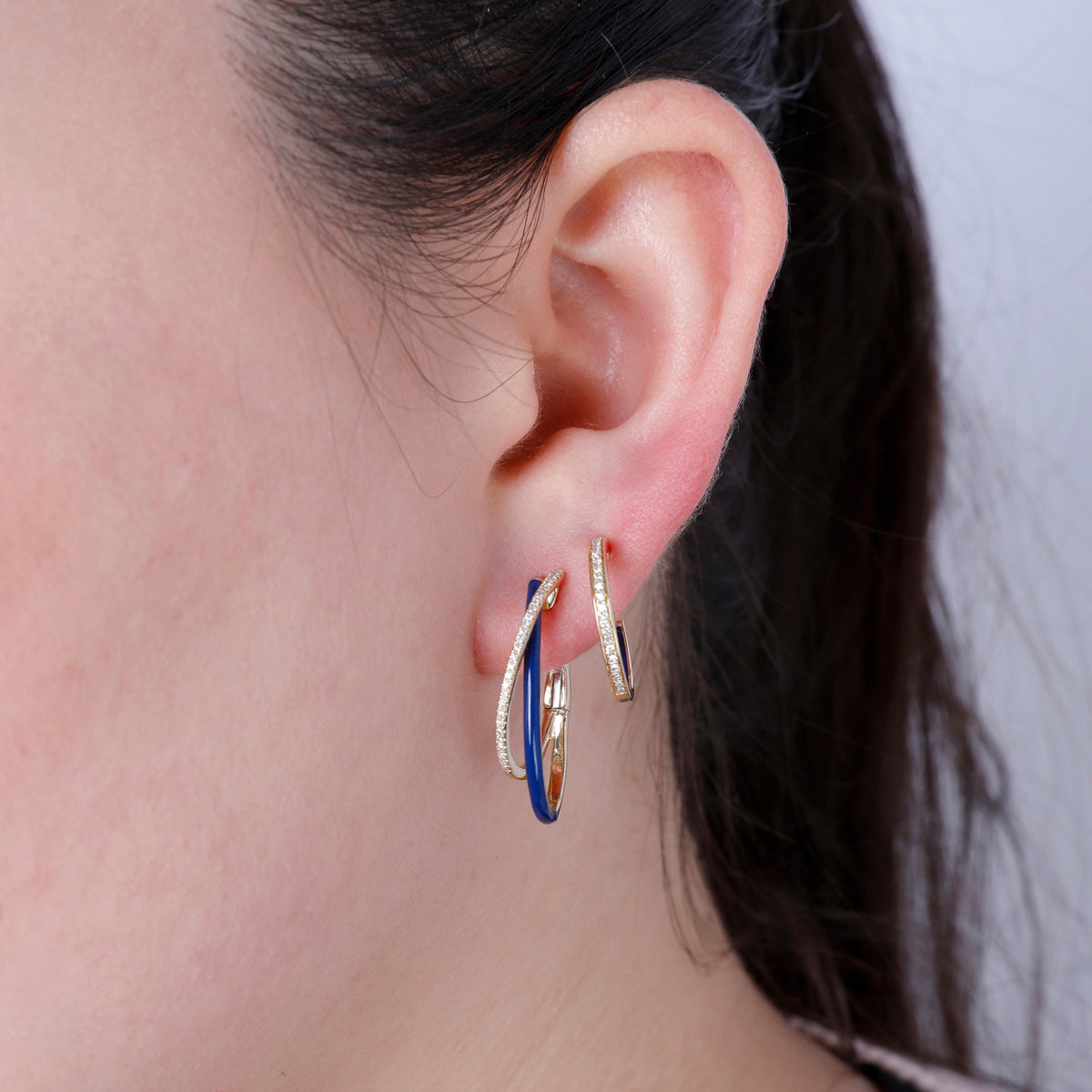 Double Hoops Enamel Earrings