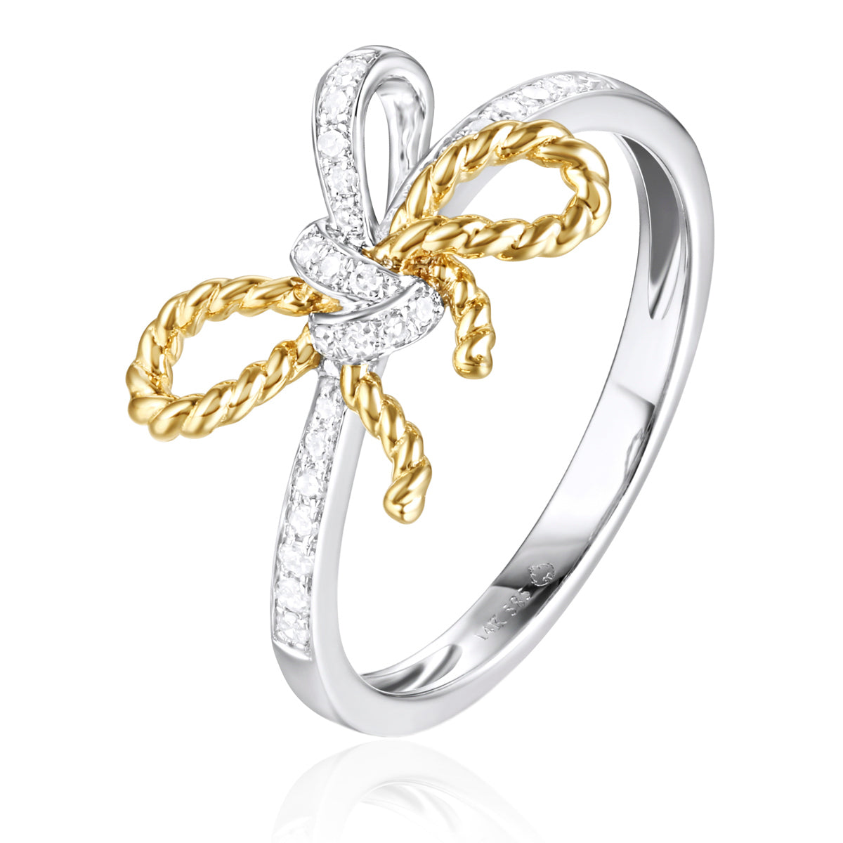 Bow Rope Ring is a timeless piece that has a distinctive bow-shaped with a  diamond in its center.