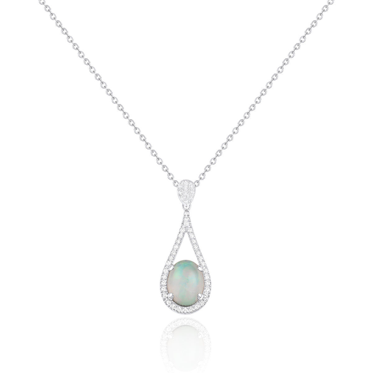 Hollow Teardrop Opal Necklace