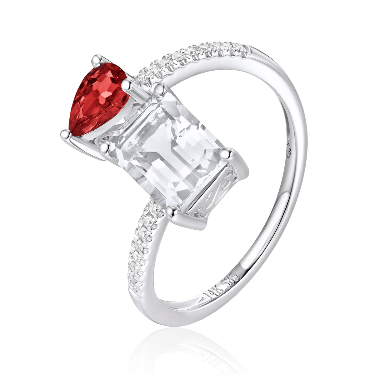 Emerald Cut & Pear Shape Mariposa Ring