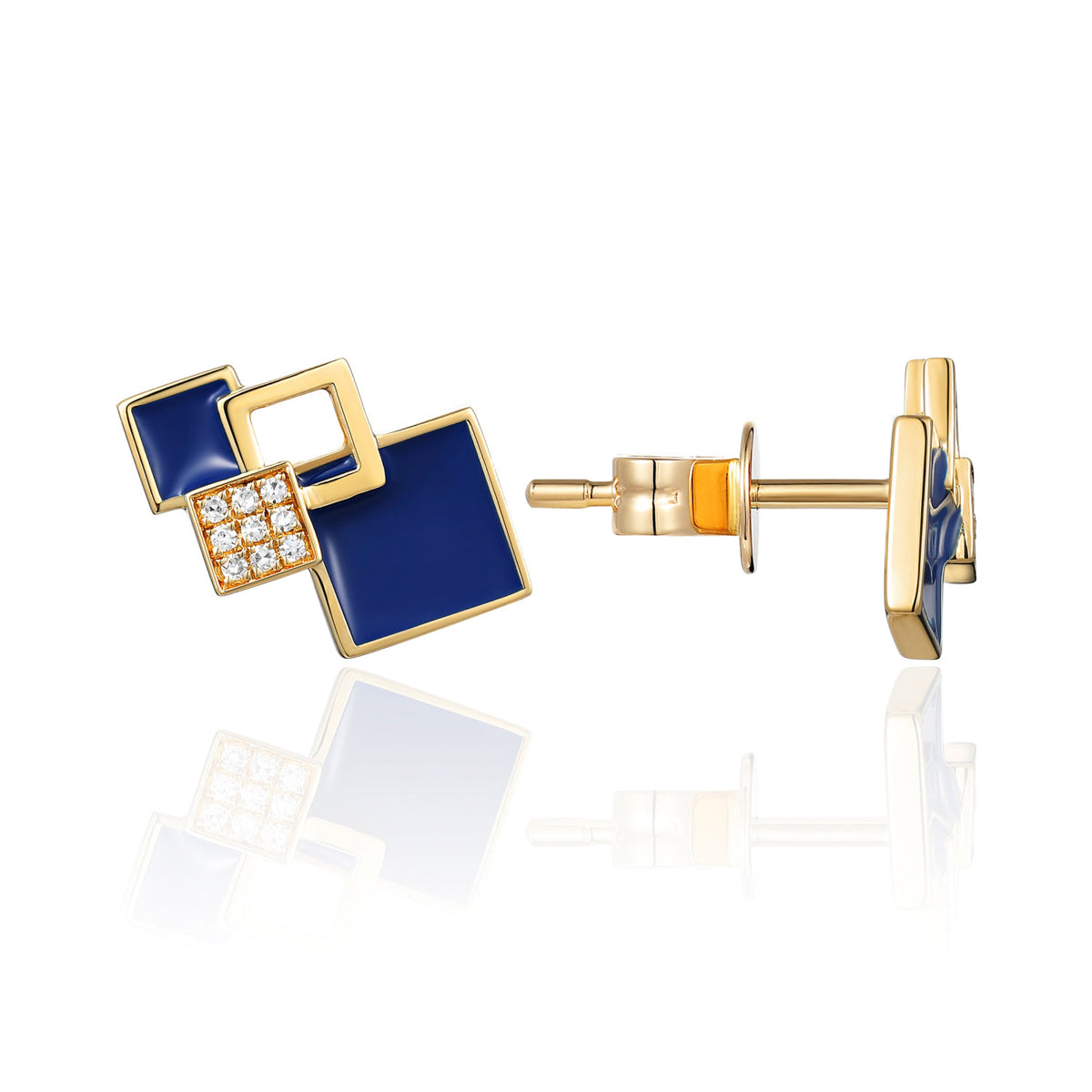 Minimalist enamel square shape, meticulously crafted with clean lines and a contemporary aesthetic. 
