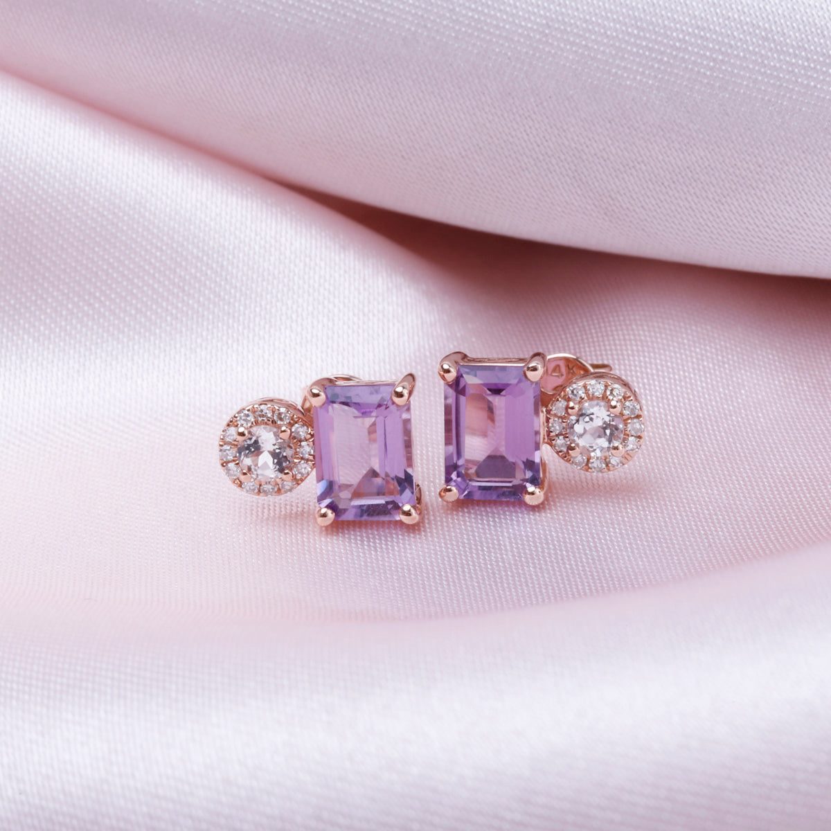 Dual Gemstone Bond-Style Stud Earrings 