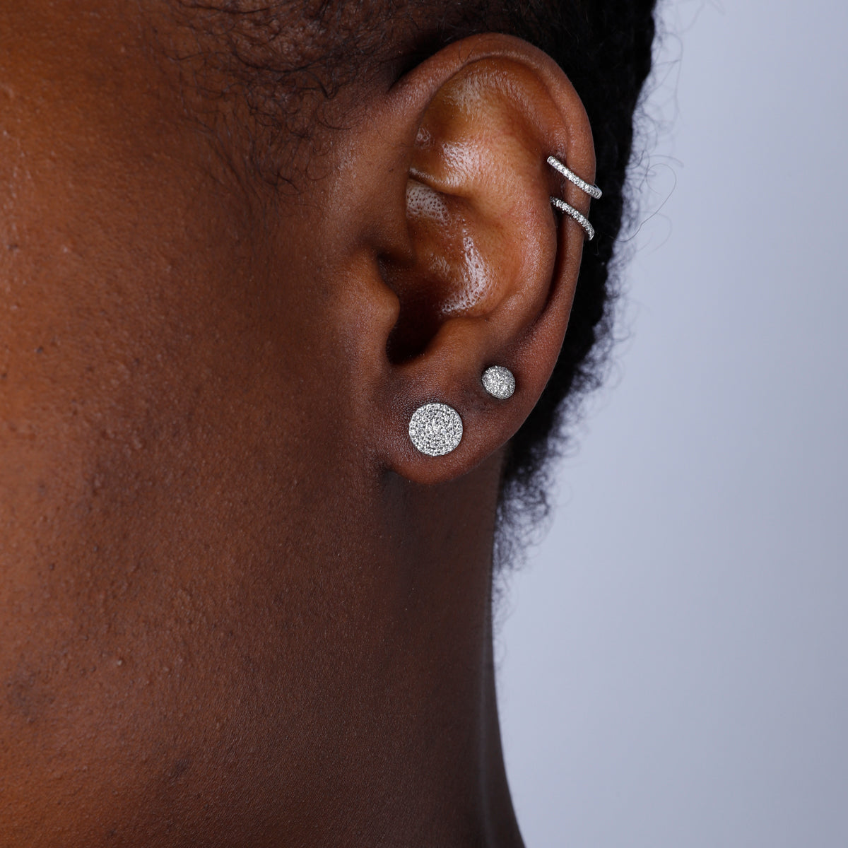 Round Pave Stud Earrings